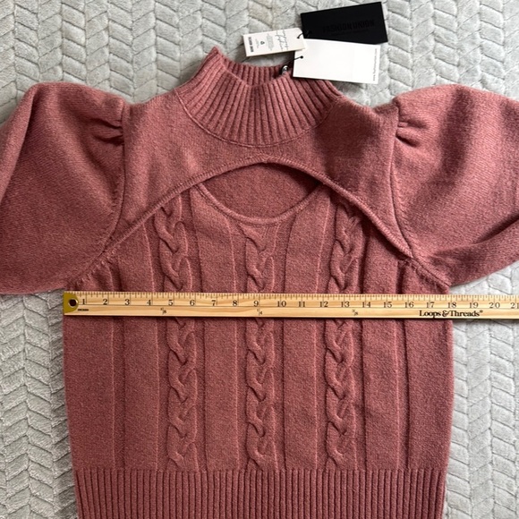 Fashion Union Blush Cable Knit Turtleneck Sweater - Picture 7 of 10
